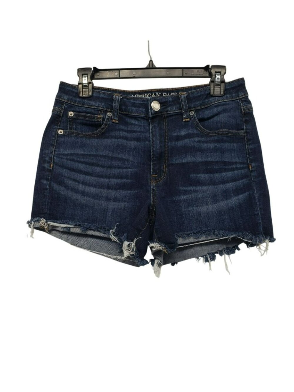 American Eagle Dark Blue Denim Cut Off Shorts 8 Super Stretch